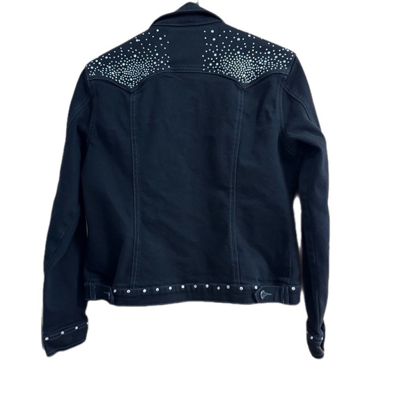 Ethyl Vintage Studded Black Women's Jean Jacket Size Small - Picture 2 of 8